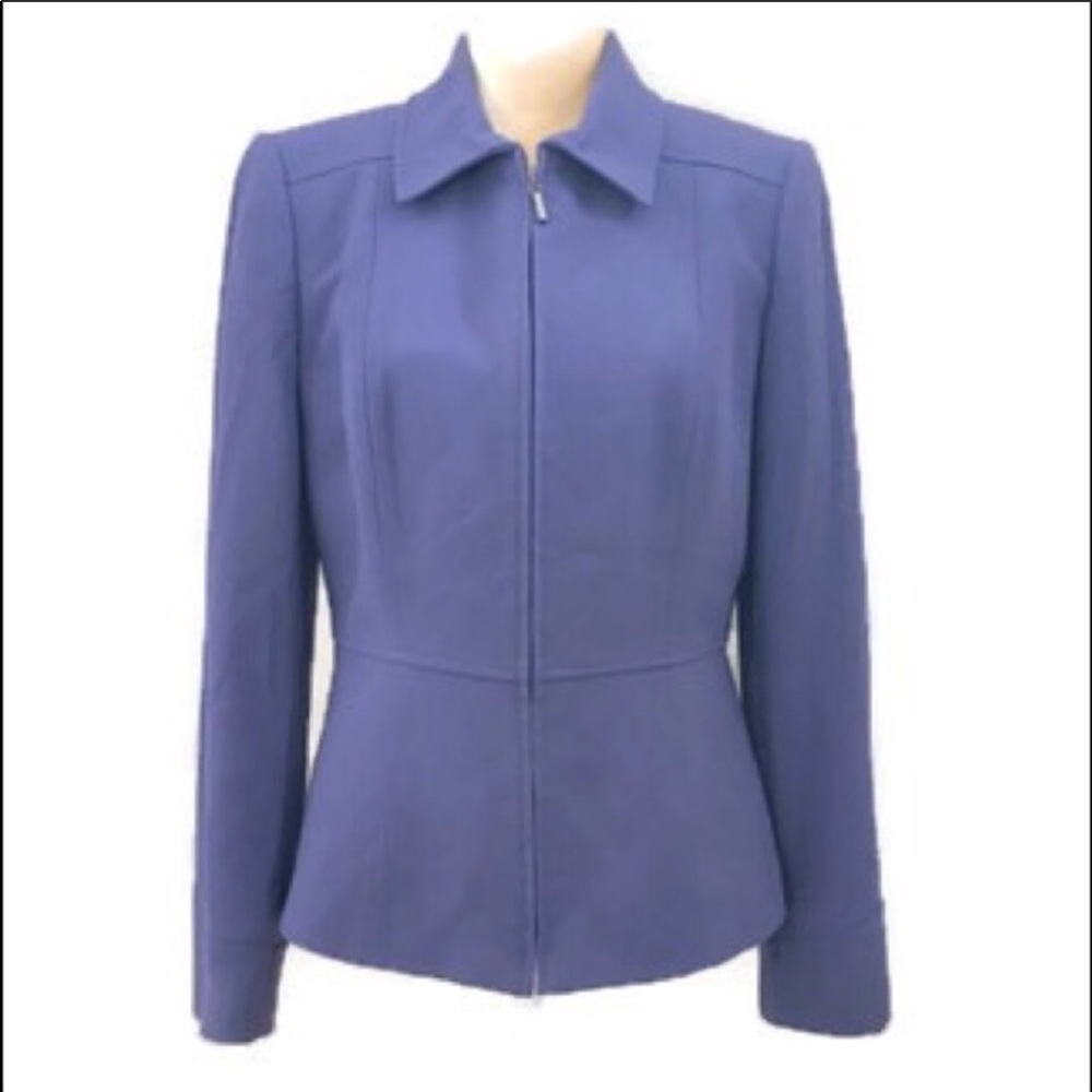 Tahari ASL zip front purple blazer